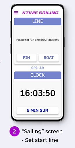 Start sailing screen